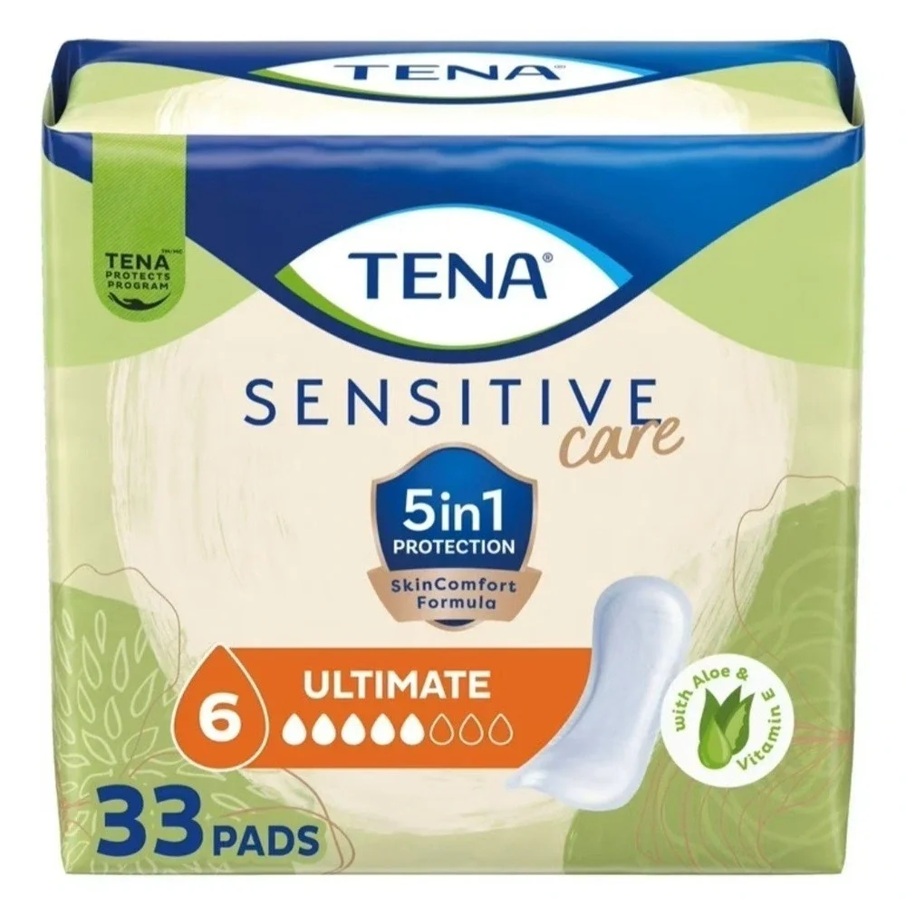 Tena Sensitive Care Ultimate Absorbency Incontinence Pads for Women, 33 Count